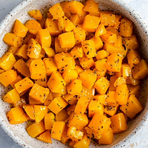 roasted butternut squash in a bowl