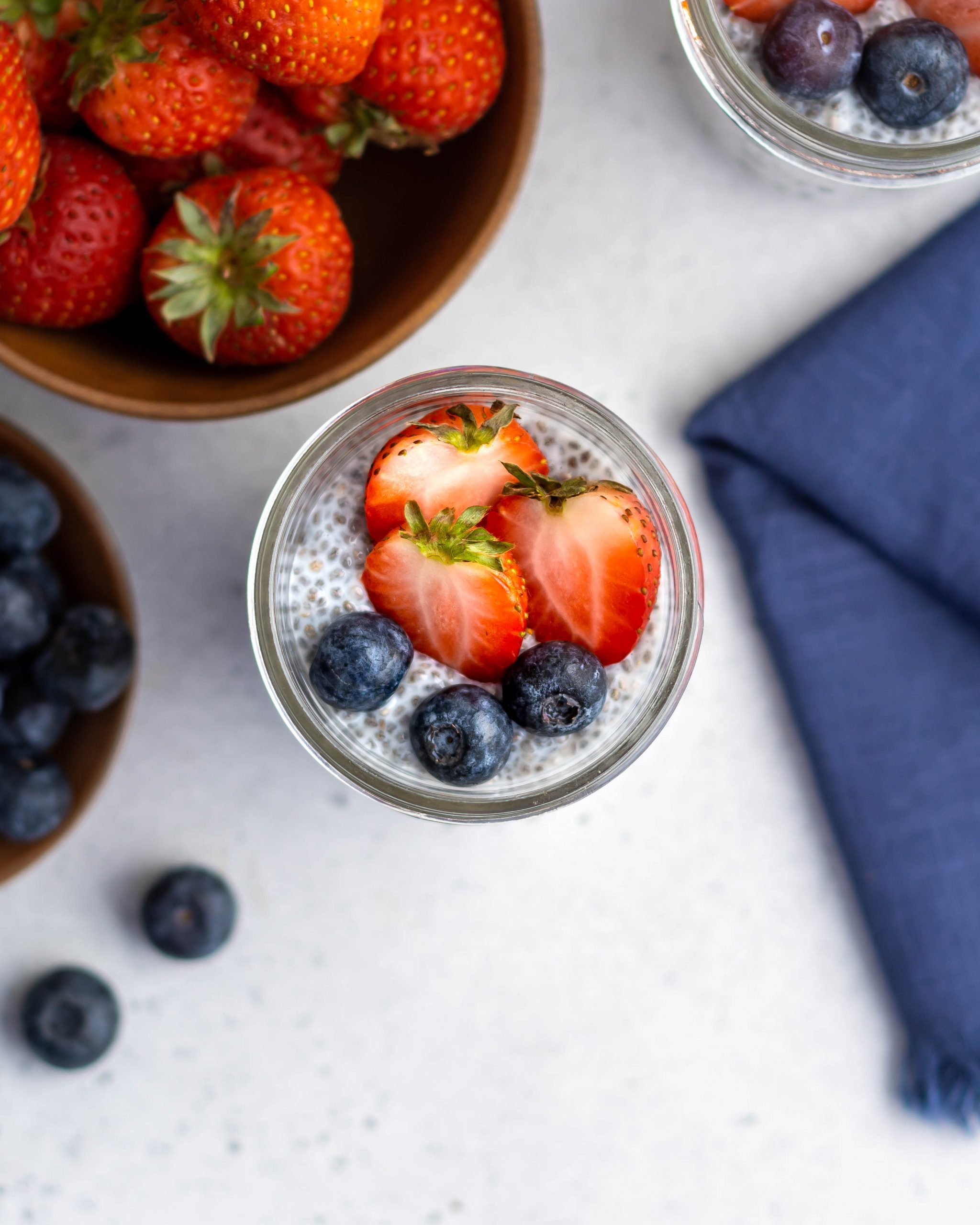 chia pudding in glass jars