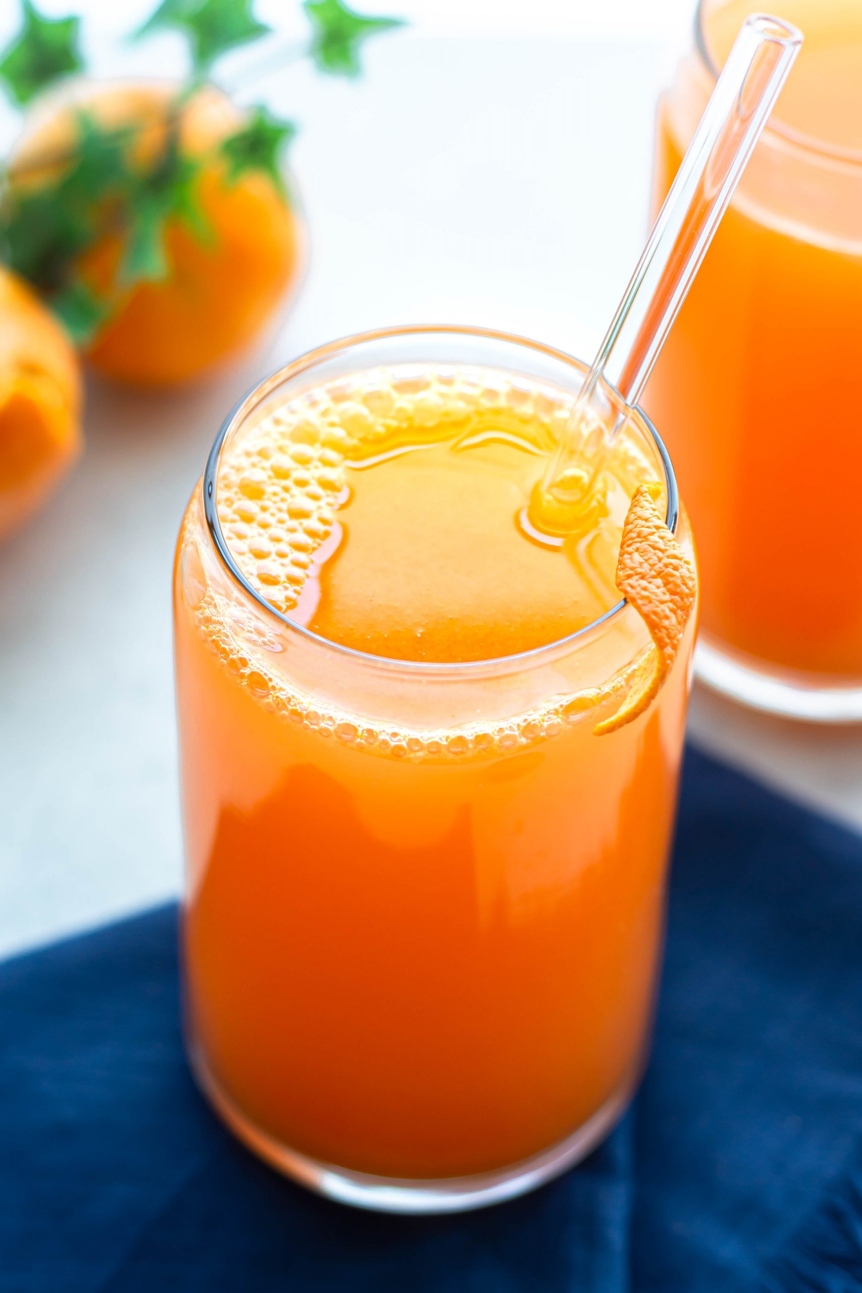 orange ginger juice in a glass