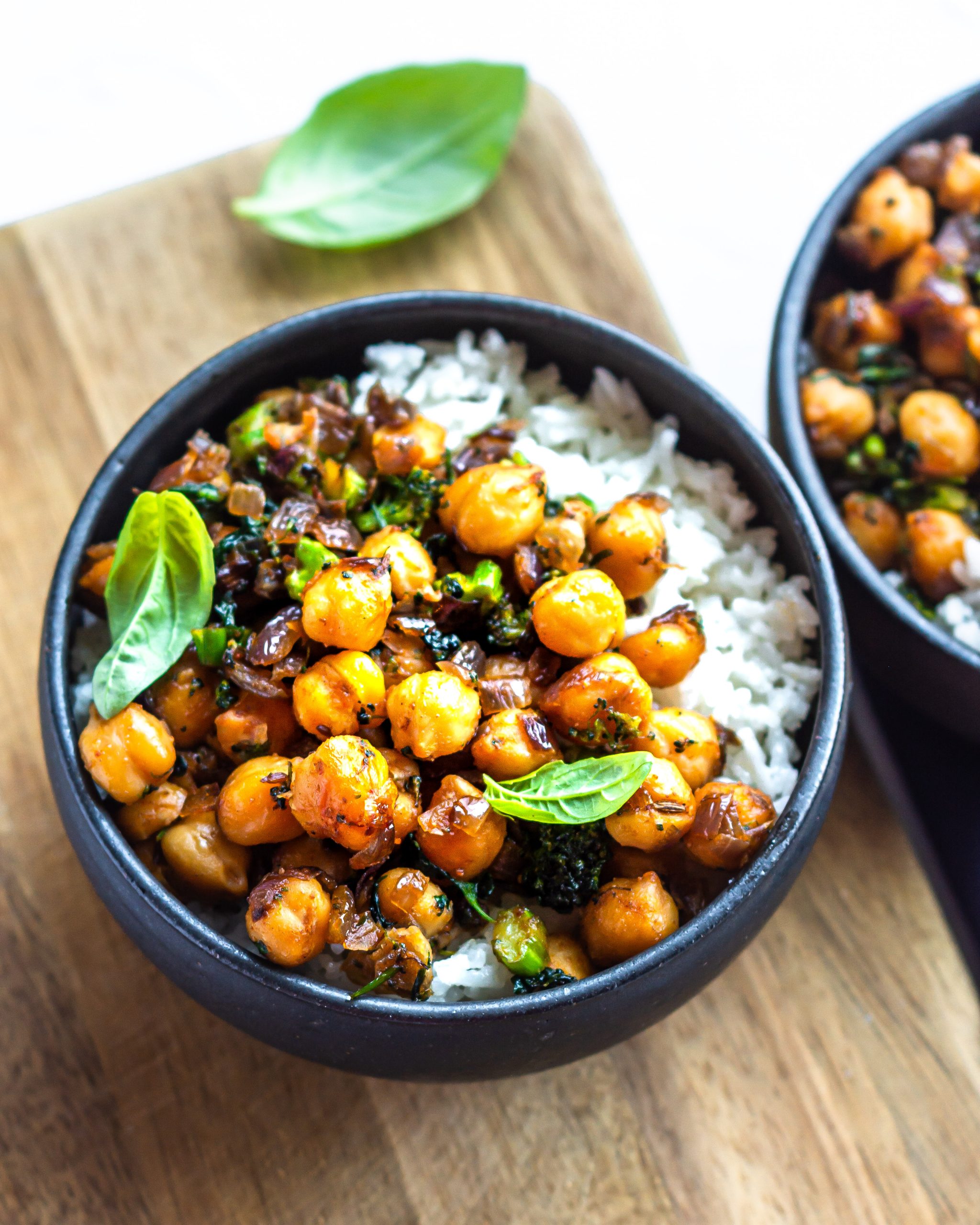 coconut rice with spiced chickpeas