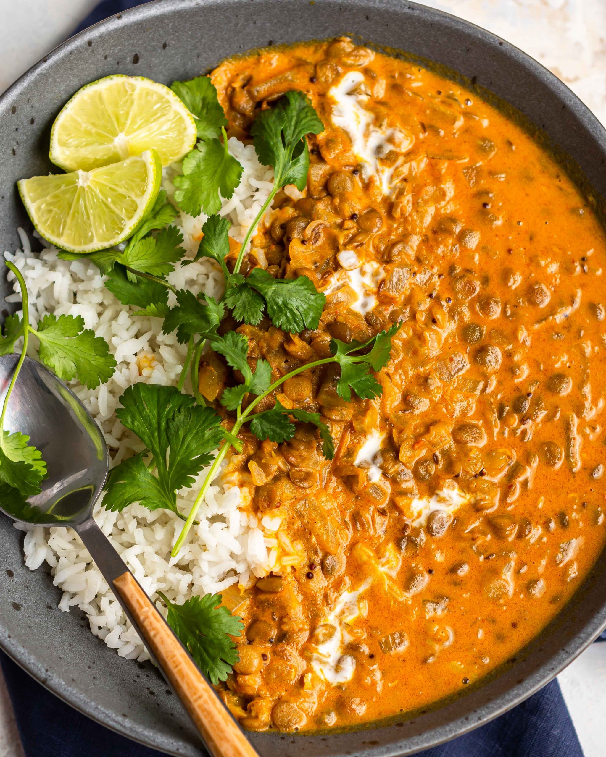 creamy coconut lentil curry in a bowl