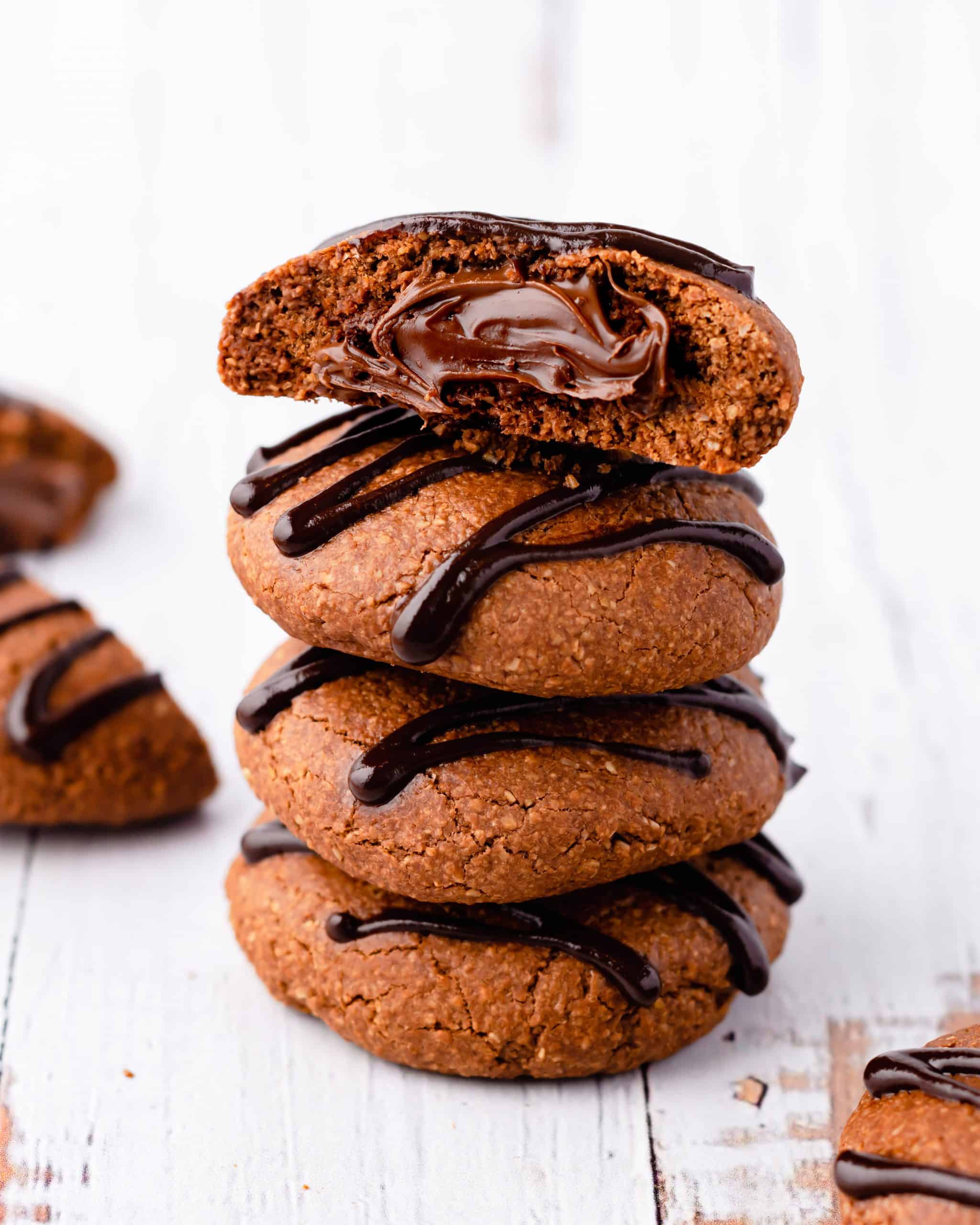 vegan nuttela stuffed chocolate cookies