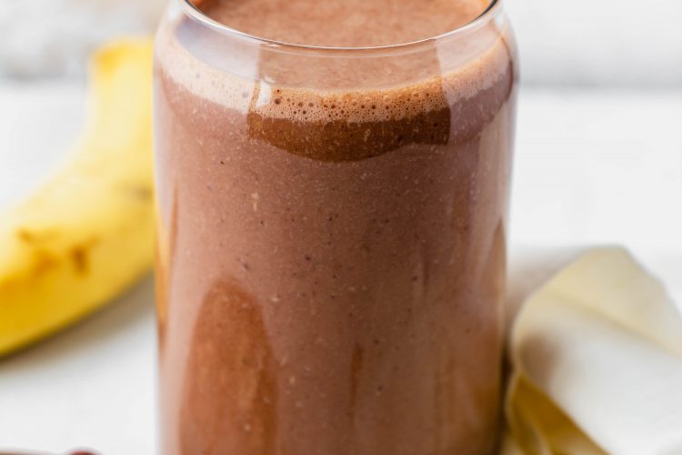 protein chocolate smoothie in a glass