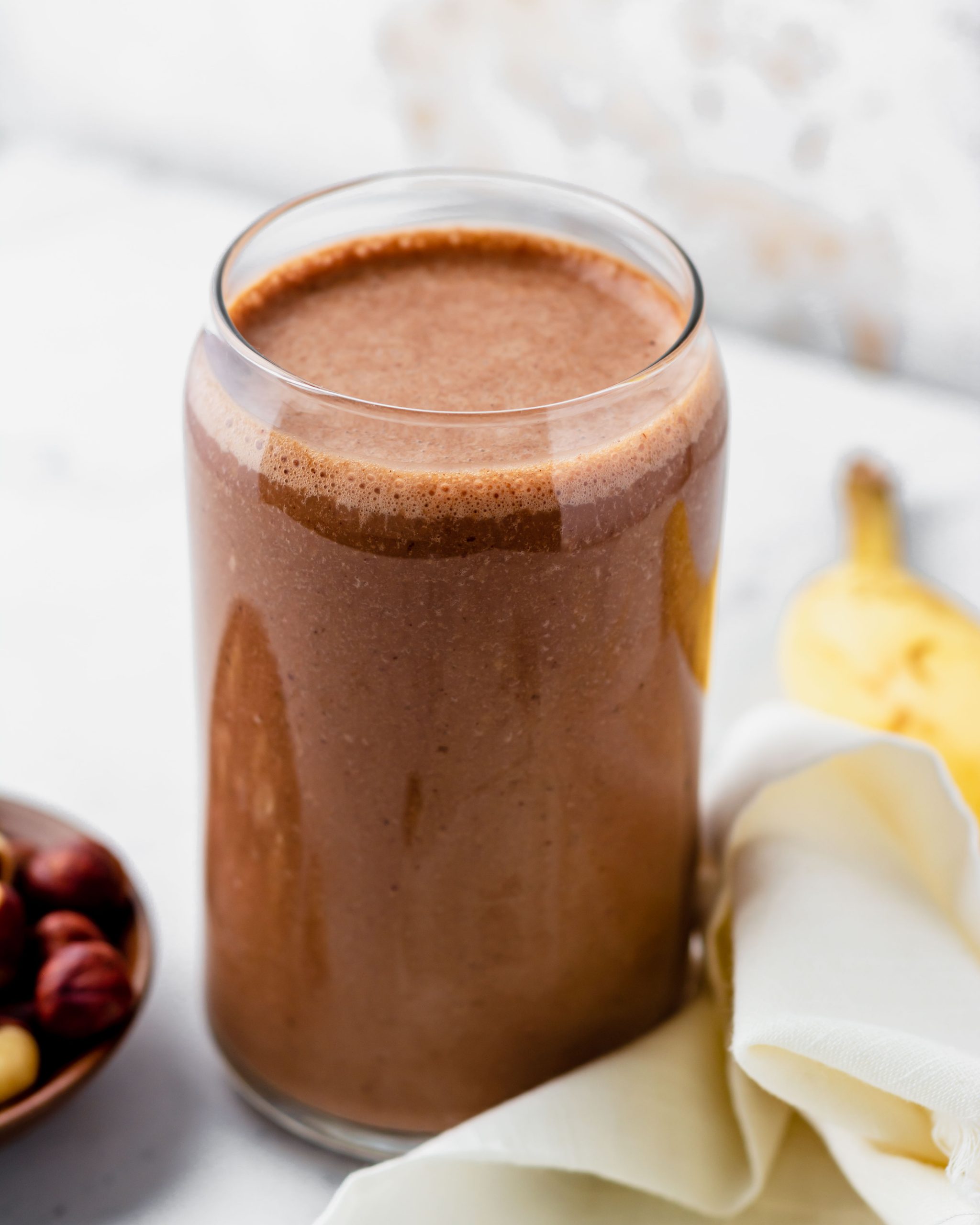vegan chocolate smoothie in a glass