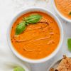 roasted tomato basil soup in a bowl