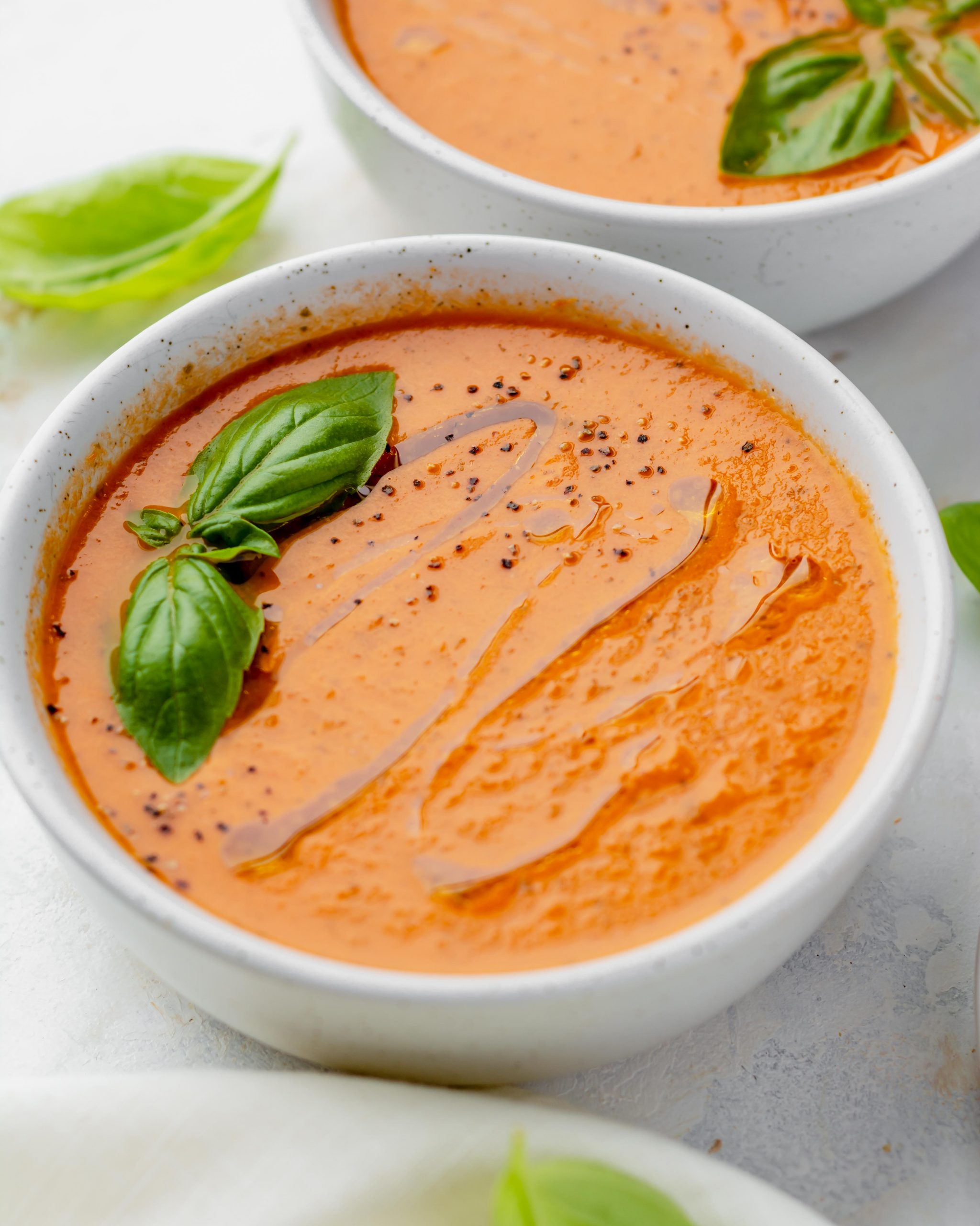 roasted tomato soup in side angle
