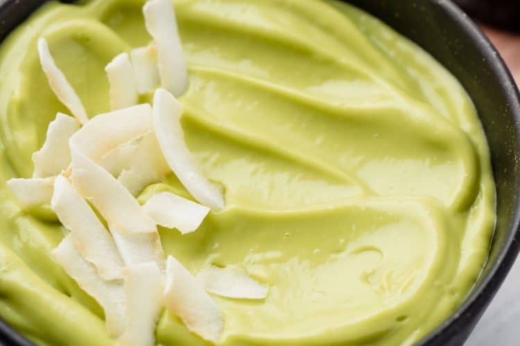vegan and gluten-free avocado pudding in a bowl