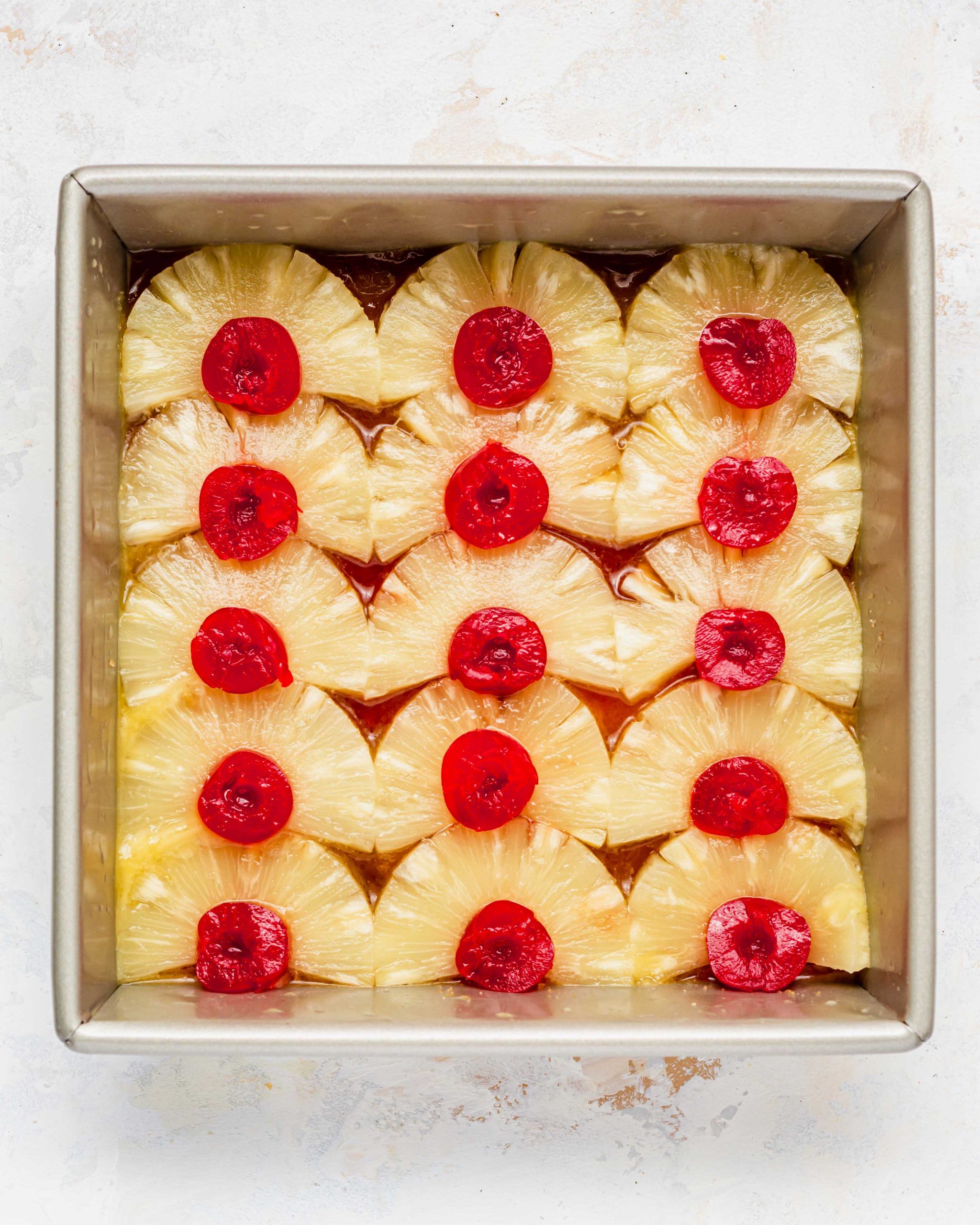 pineapples placed on baking tray for pineapple cake