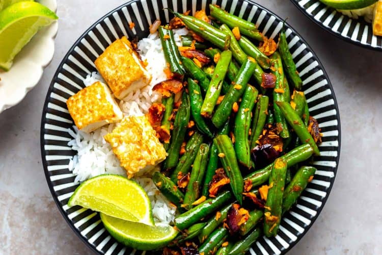 coconut beans fry with crispy tofu