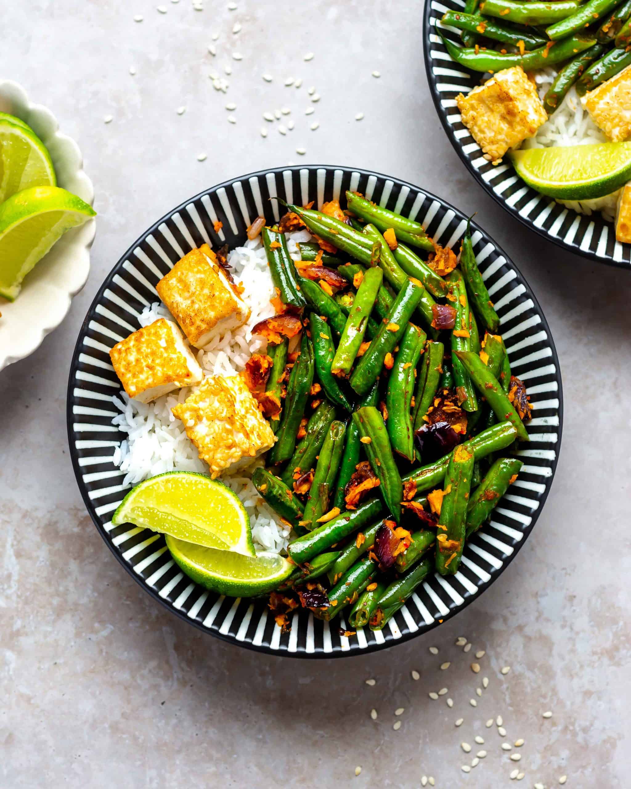 coconut beans fry with crispy tofu